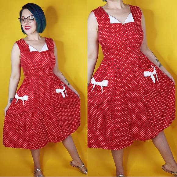 Lindy Bop Dresses & Skirts - Red Polka Dot Vintage Style Dress Lindy Bop Dresses & Skirts - Red Polka Dot Vintage Style Dress